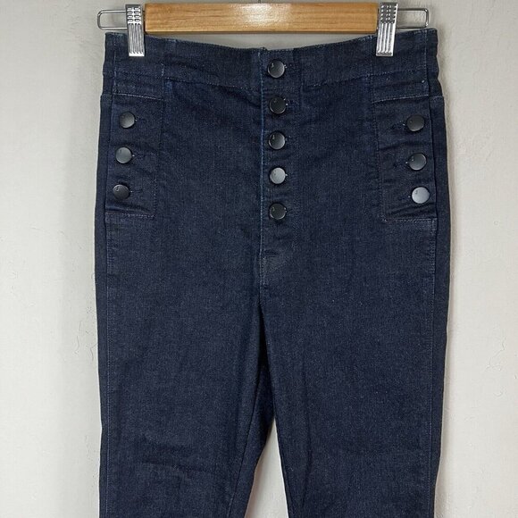J Brand‎ Natasha Skinny Jeans Realm Dark Wash Button Fly Nautical Size 27 - Picture 3 of 14